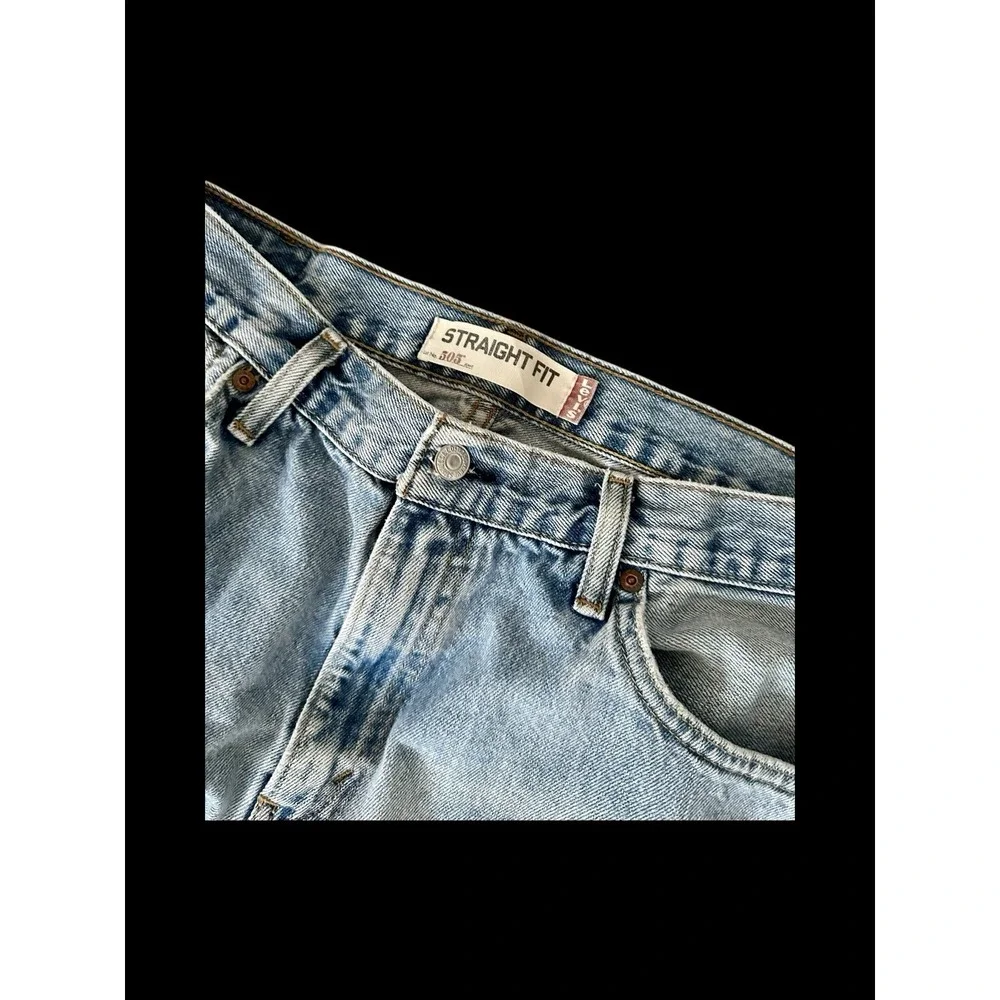 90's Vintage Levi's Jeans Men's 32x29 Blue Light Wash‎ 505 Custom Bottom Hem